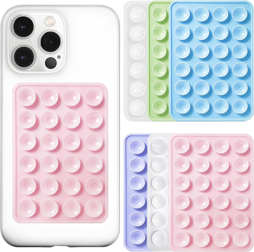6-Pack Silicone Suction Phone Case - Strong Grip Holder for Selfies & TikTok, Hands-Free Sticky Phone Mount for iPhone & Android, Perfect 2.17" X 3.15" Size