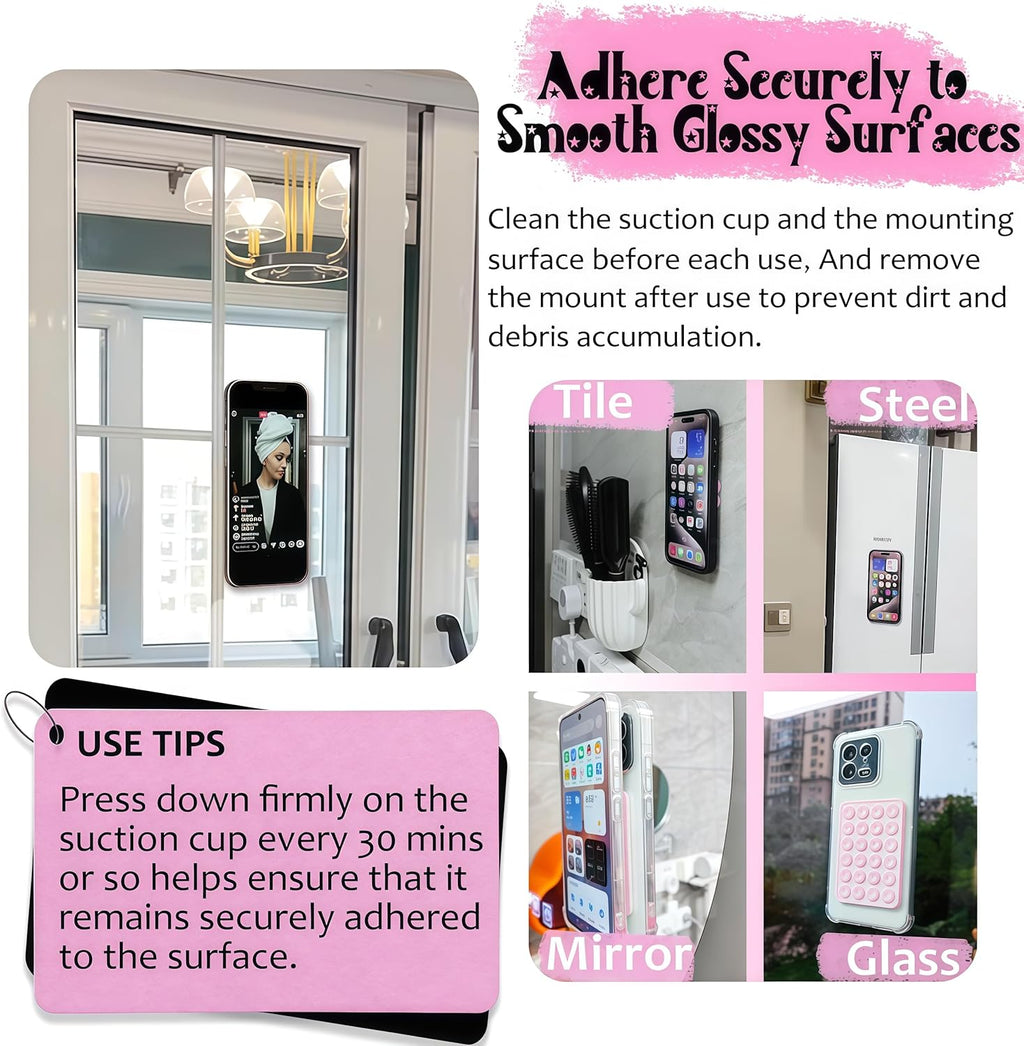 6-Pack Silicone Suction Phone Case - Strong Grip Holder for Selfies & TikTok, Hands-Free Sticky Phone Mount for iPhone & Android, Perfect 2.17" X 3.15" Size